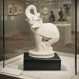 Signed A Giammelli Volterra Alabaster Elephant Statue Italy 1975 Trunk Up